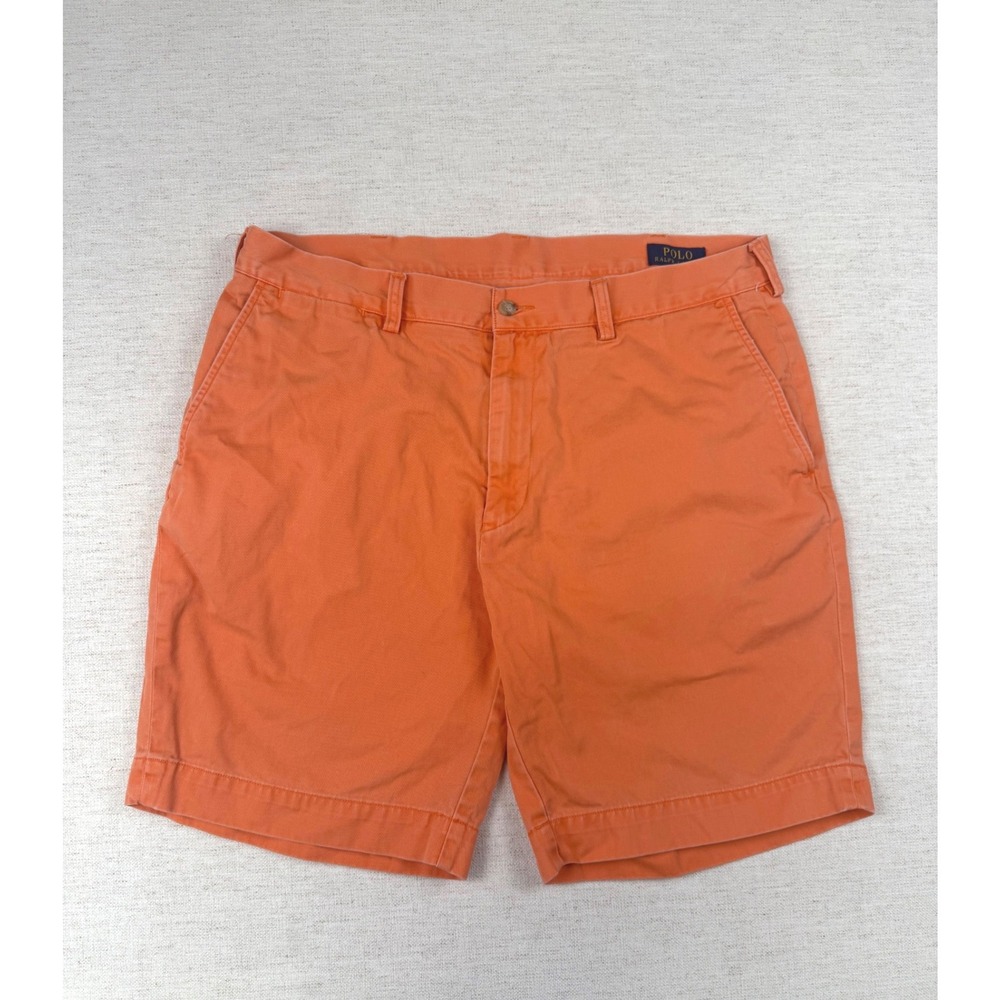 Polo Ralph Lauren Mens Classic Fit 9" Chino Shorts Orange Cotton Size 36